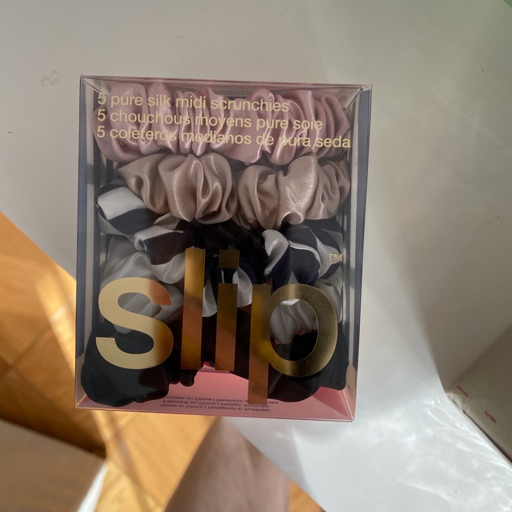 Slip Silk Hair Scrunchies - Pink, Black, Cream